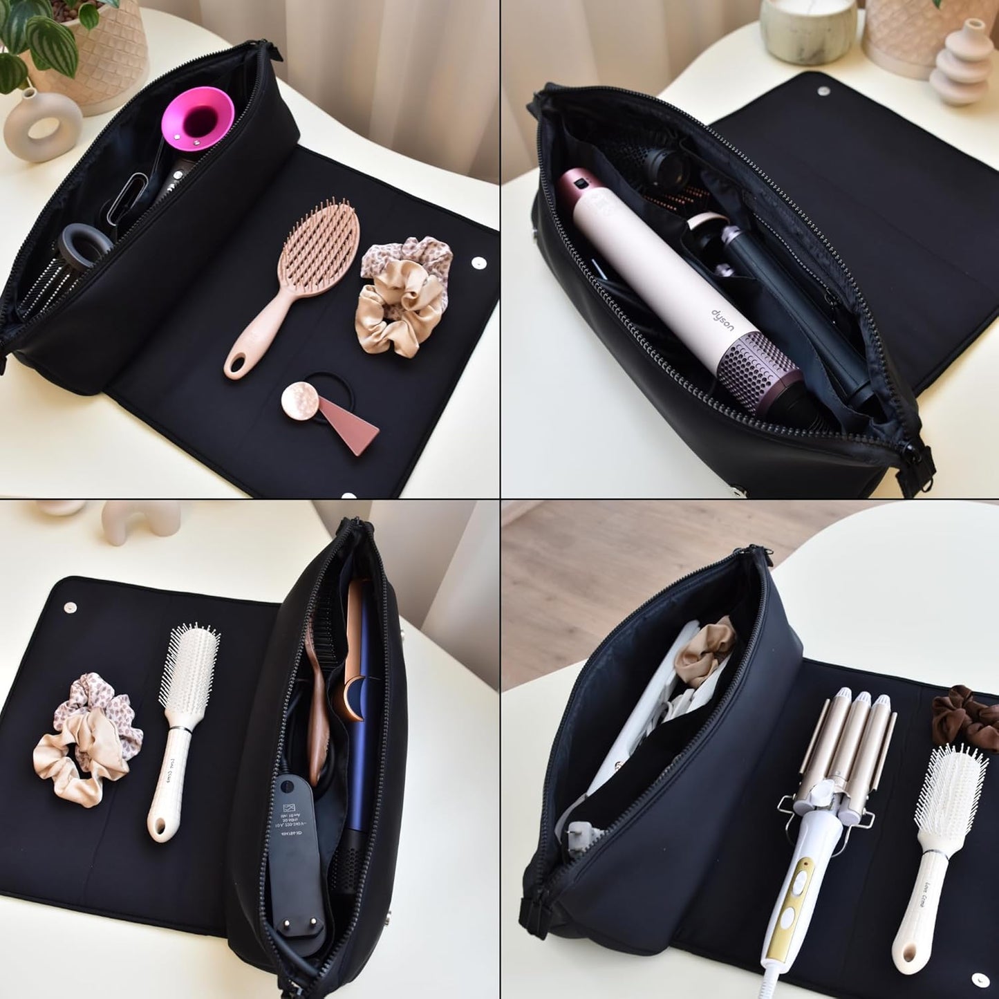 Compact Heat-Resistant Travel Bag: Holds Flat Irons, Curling Irons, & Accessories