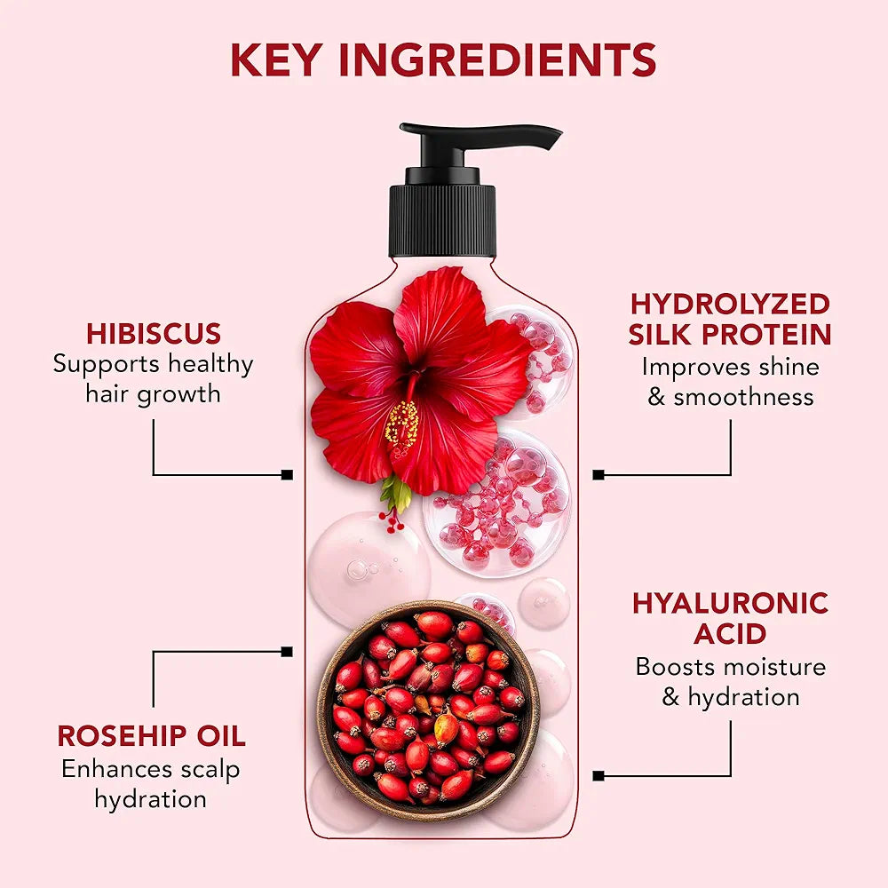 Botanic Hearth Smooth & Shine Shampoo – Hibiscus, Rosehip Oil, Hydrolyzed Silk Protein & Hyaluronic Acid – Paraben & Sulfate Free – 16 fl oz