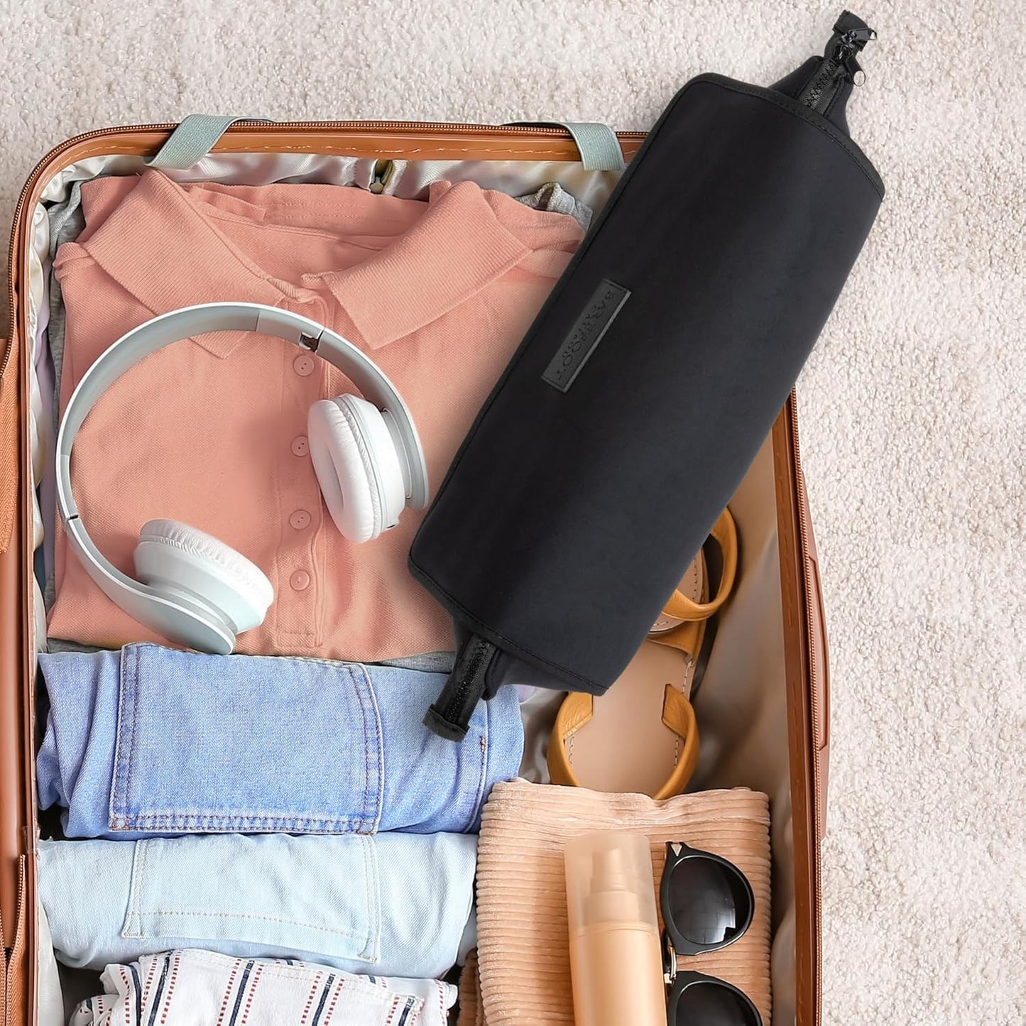 Compact Heat-Resistant Travel Bag: Holds Flat Irons, Curling Irons, & Accessories