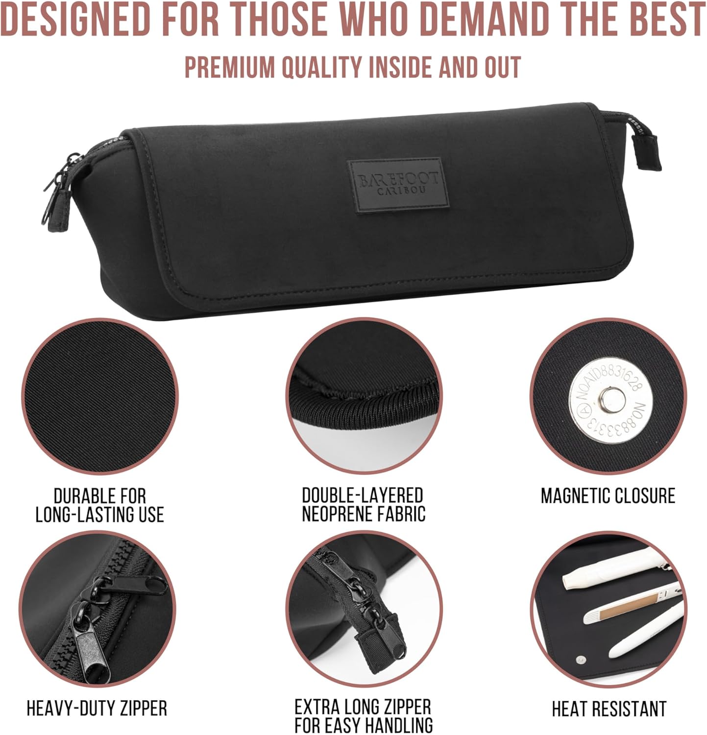 Compact Heat-Resistant Travel Bag: Holds Flat Irons, Curling Irons, & Accessories