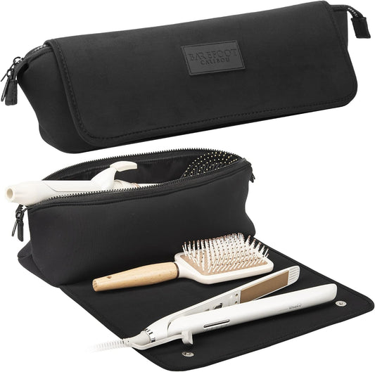 Compact Heat-Resistant Travel Bag: Holds Flat Irons, Curling Irons, & Accessories