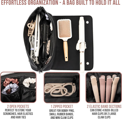 Compact Heat-Resistant Travel Bag: Holds Flat Irons, Curling Irons, & Accessories
