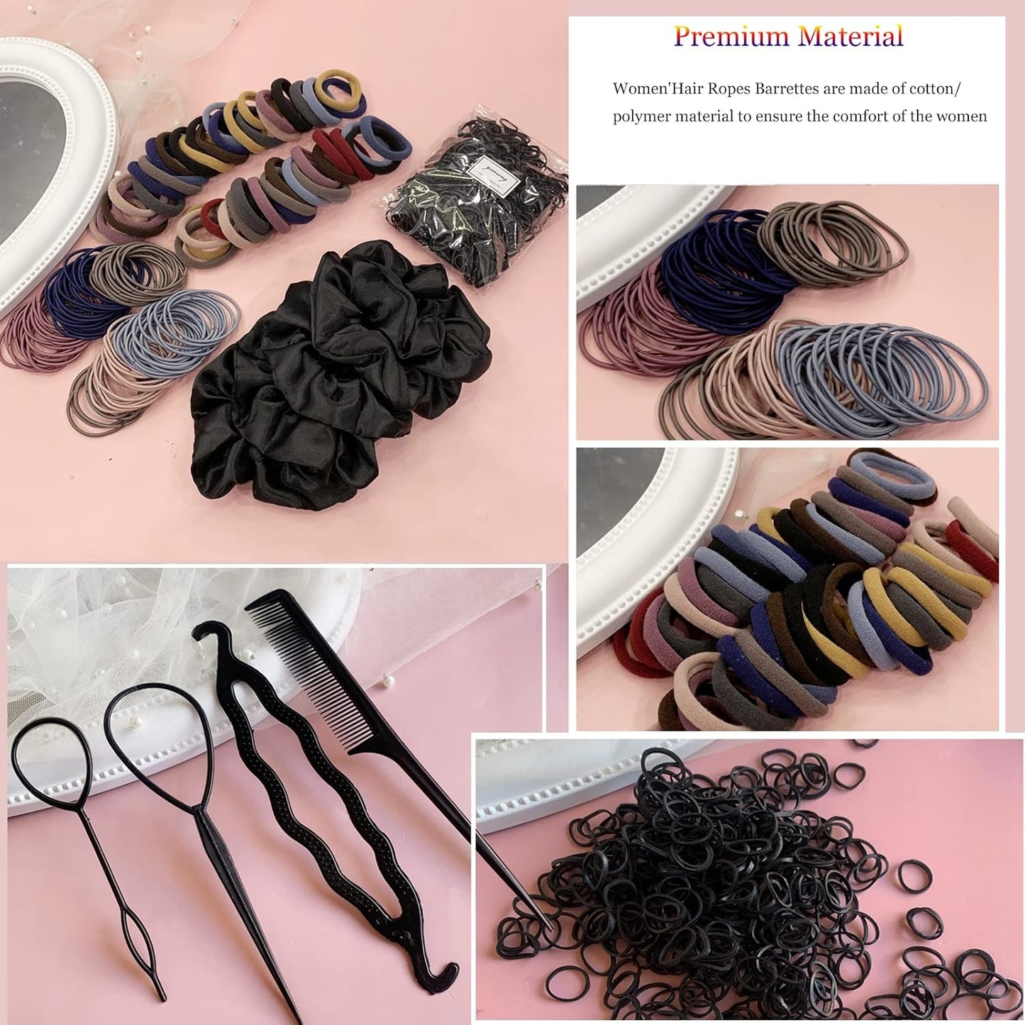 755-Piece Seamless Hair Accessories Set for Thick, Curly Hair by YANRONG